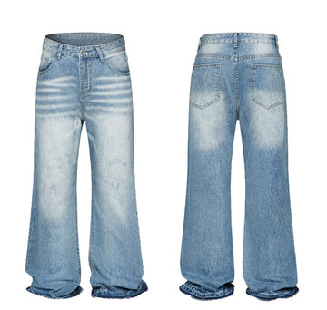 Denim | American Vibe High Street Pants Men's Trendy Light Blue Loose Straight C