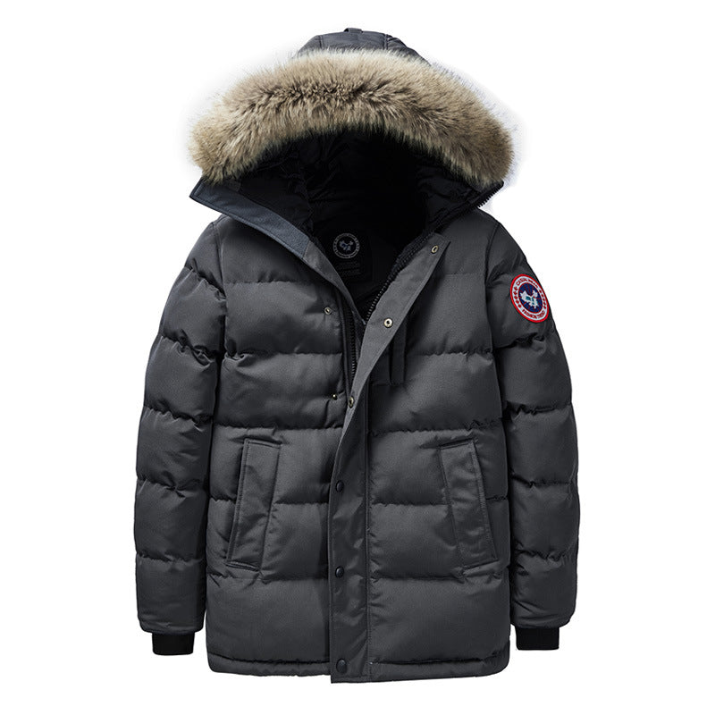 Men's Oversized Fleece-Lined Winter Jacket – Thick Cotton Coat For Plus Size C