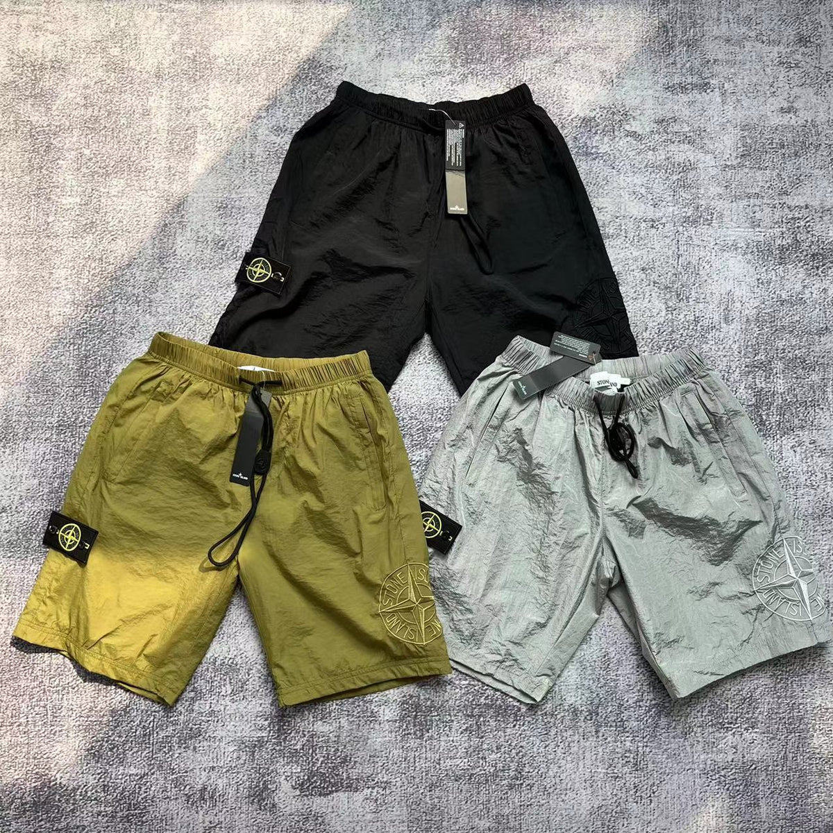 Embroidered nylon compass shorts for men and women's shorts