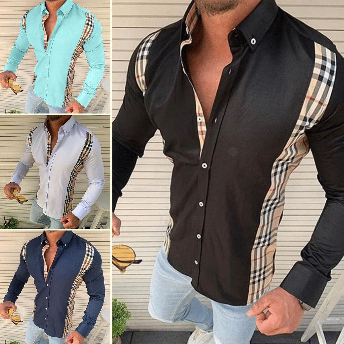 Men's 3D Printed Shirt - Plaid & Striped Design | Oversized Lapel Casual Top