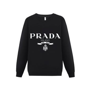 White letter print design men's heavyweight round neck hoodie men's black loose