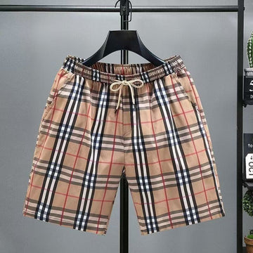Summer Men's Shorts Plaid Five-quarter Trousers Loose Casual Trousers Comfortabl