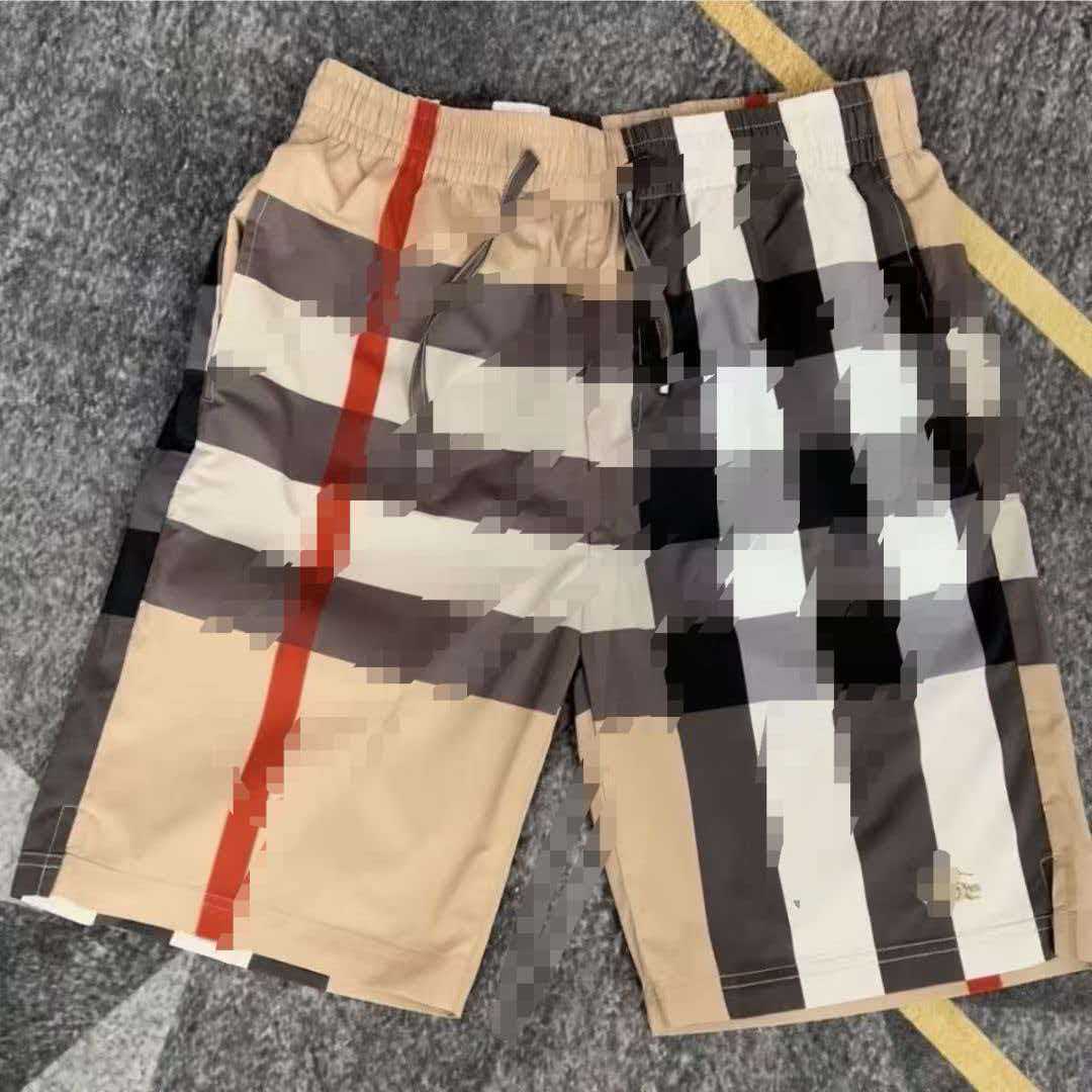 Men's Plaid Check Swim Trunks – Quick-Dry Beach Shorts with Elastic Drawstring Waist, Beige/Red/Blue/Gray Colorways