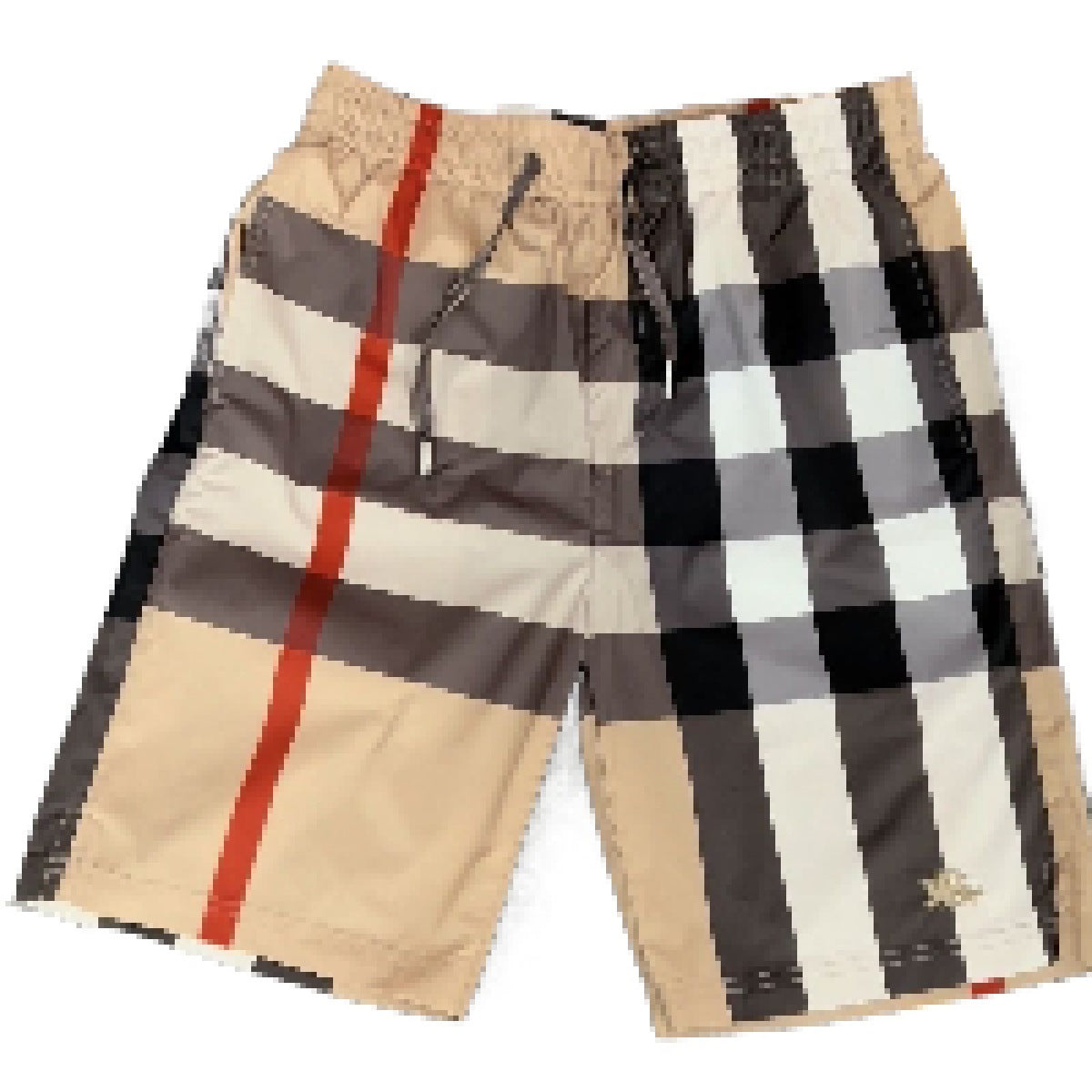 Men's Plaid Check Swim Trunks – Quick-Dry Beach Shorts with Elastic Drawstring Waist, Beige/Red/Blue/Gray Colorways