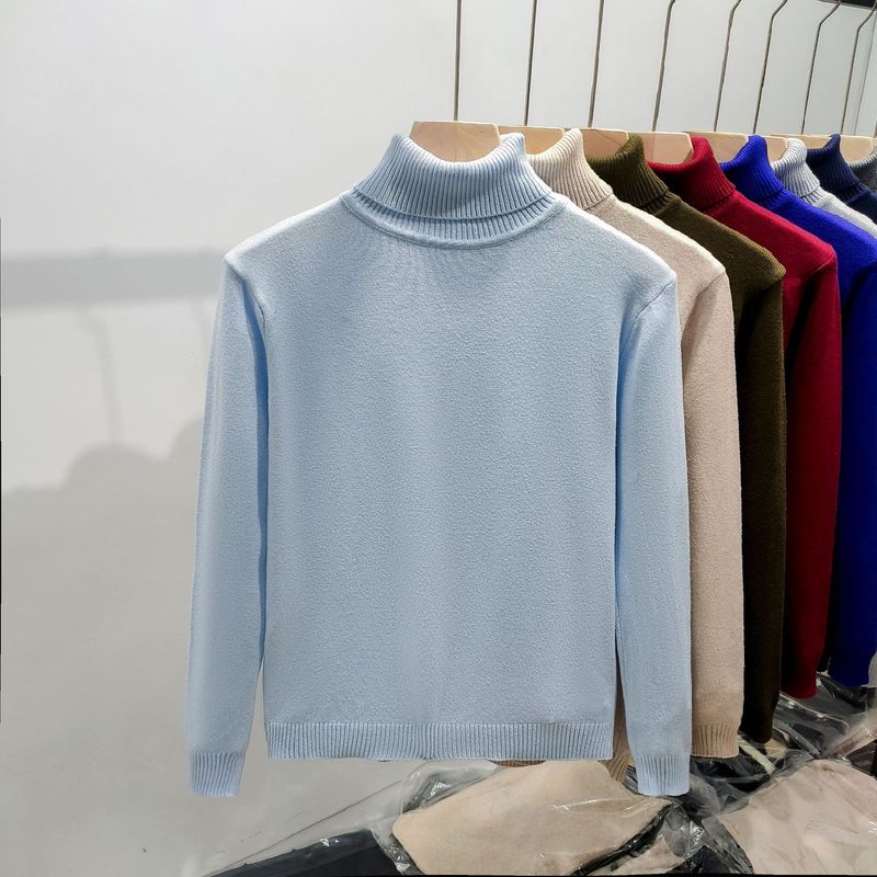 Ribbed Turtleneck Wool-Blend Sweater in Camel or Navy