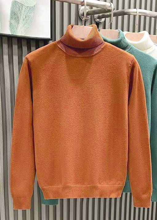 Ribbed Turtleneck Wool-Blend Sweater in Camel or Navy