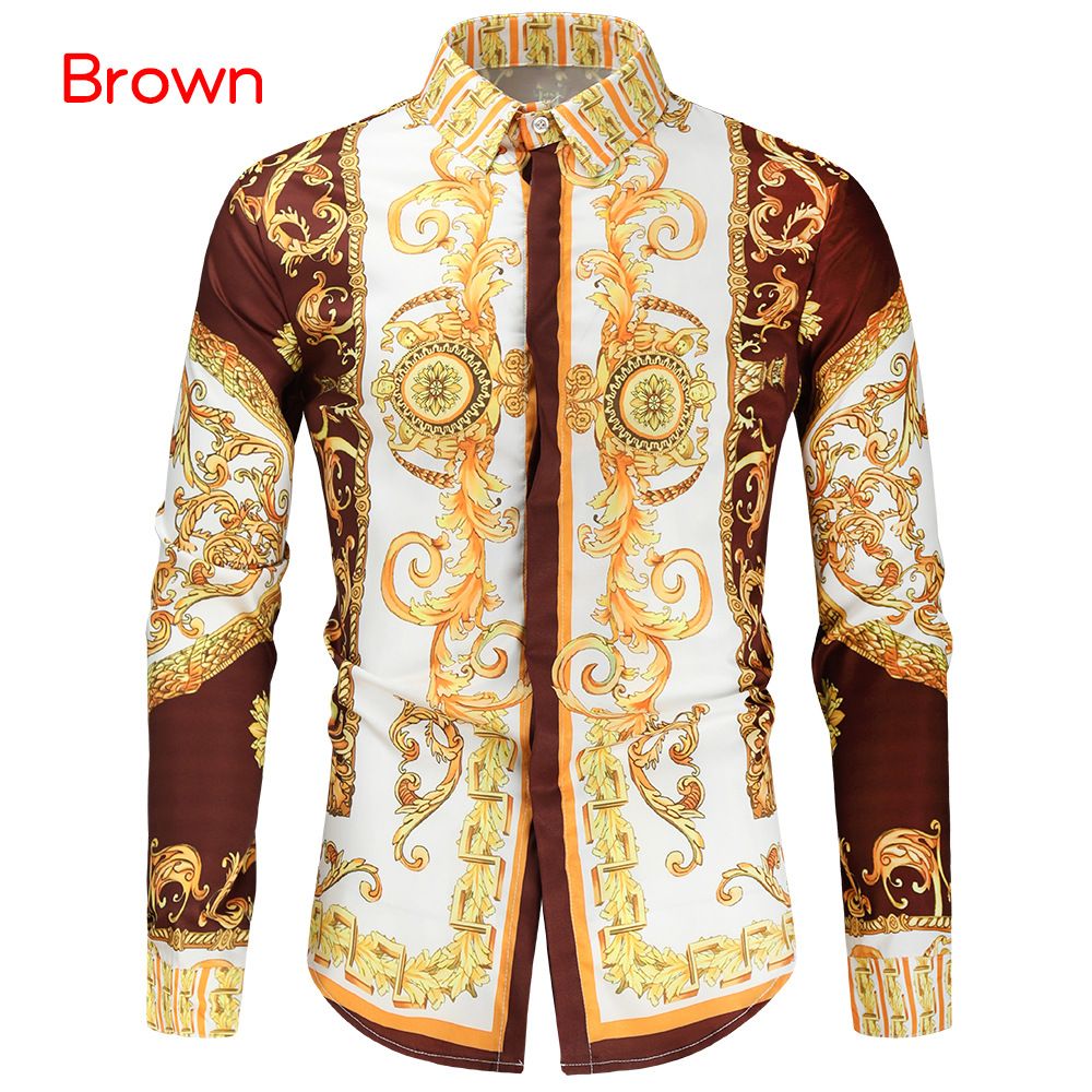 Baroque Print Long-Sleeve Cotton Shirt
