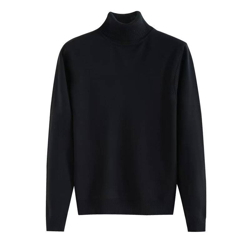 Ribbed Turtleneck Wool-Blend Sweater in Camel or Navy