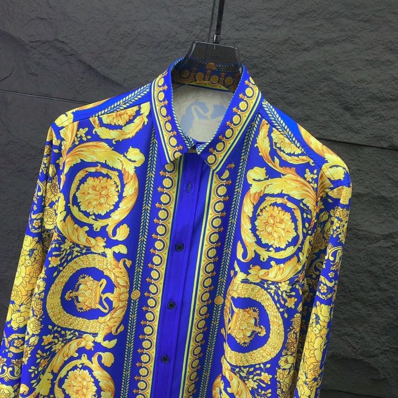 Baroque Gold Pattern Long Sleeve Cotton Shirt