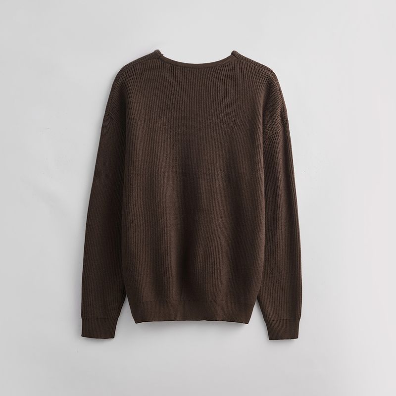 Black and Gray Relaxed-Fit V-Neck Knit Sweater