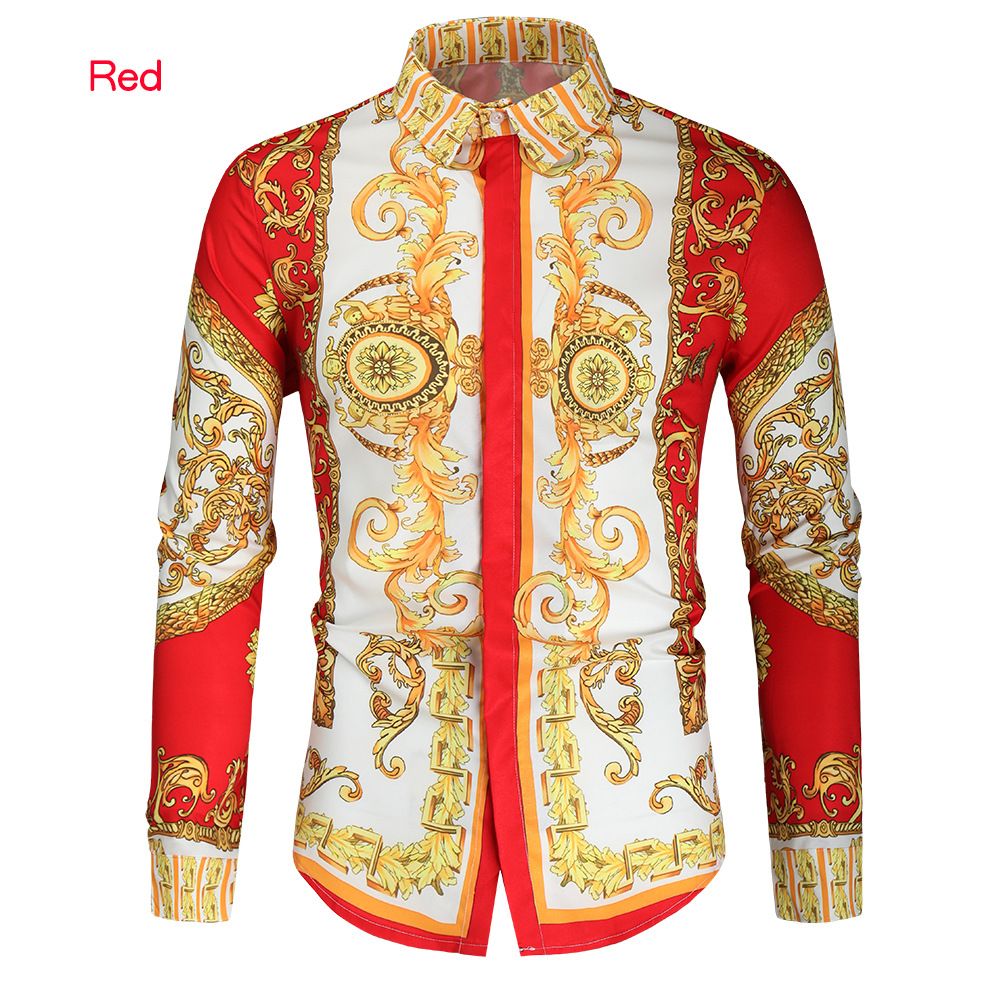 Baroque Print Long-Sleeve Cotton Shirt
