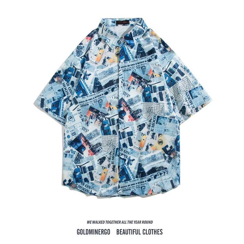 Vintage floral print short-sleeve button-front shirt