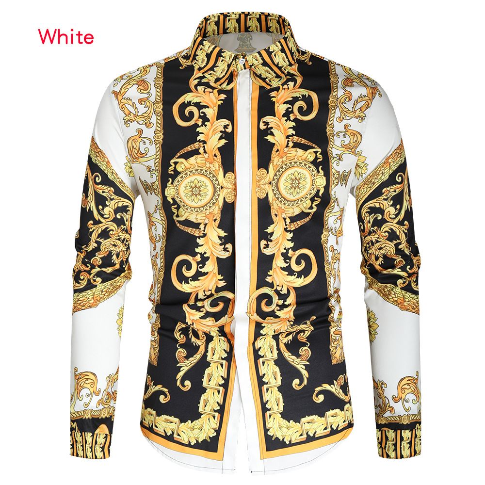 Baroque Print Long-Sleeve Cotton Shirt