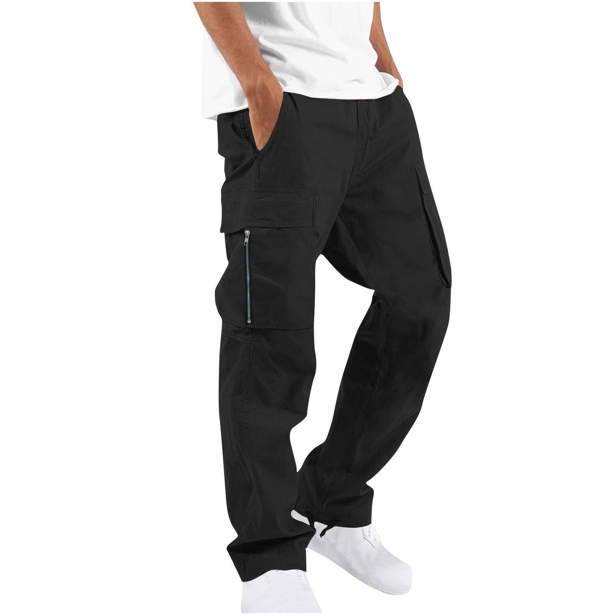 Men's drawstring cargo pants with multi-pocket design