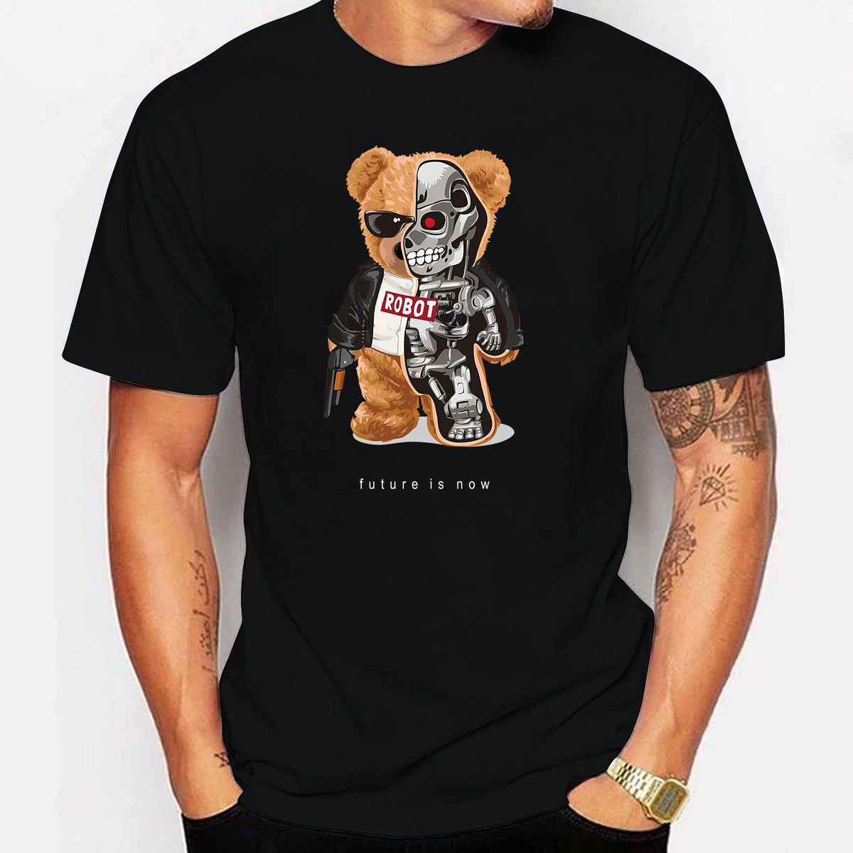 Cotton short sleeve crew neck t-shirt in solid colour