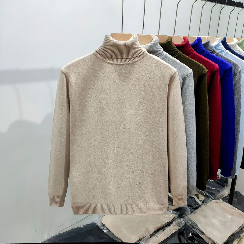 Ribbed Turtleneck Wool-Blend Sweater in Camel or Navy