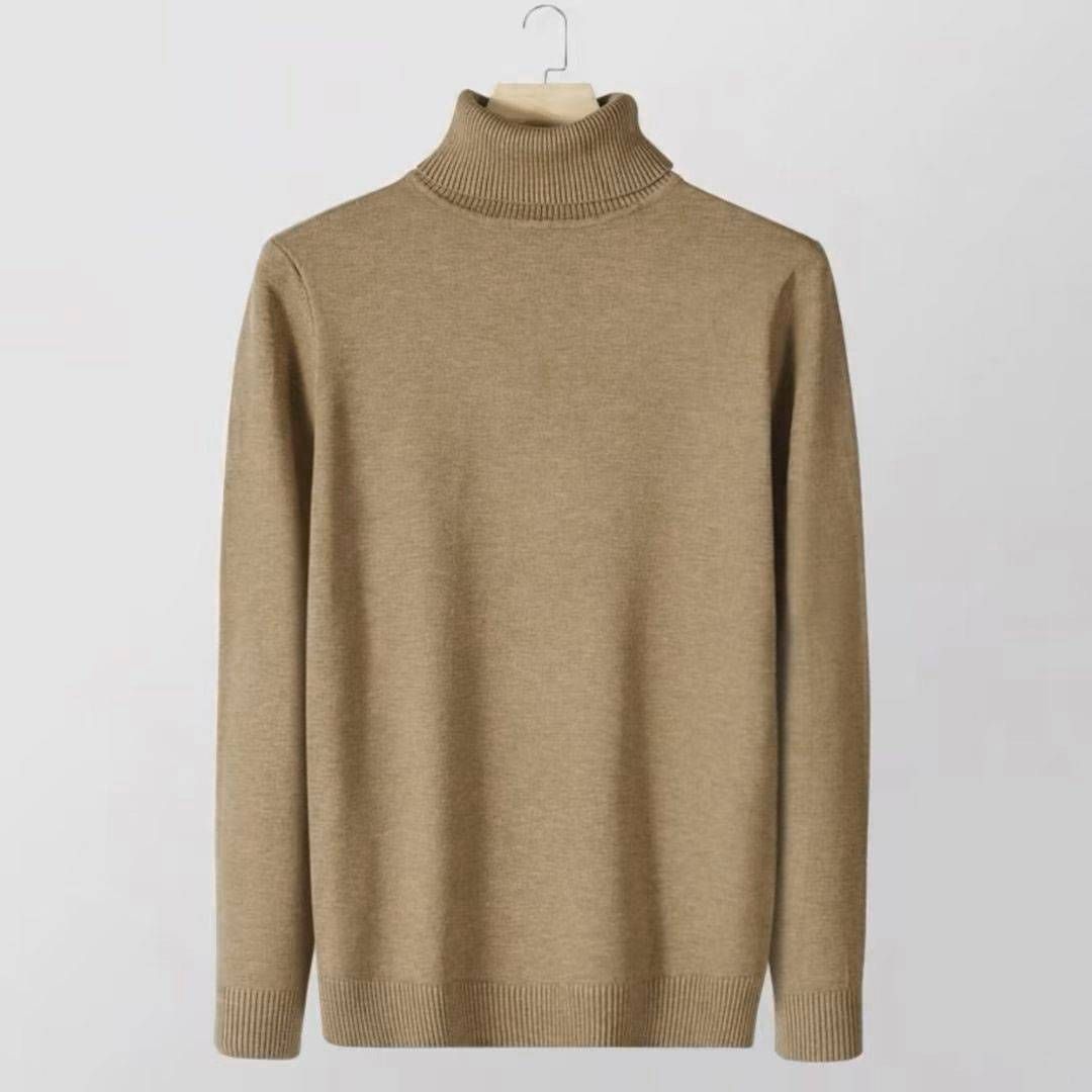 Ribbed Turtleneck Wool-Blend Sweater in Camel or Navy