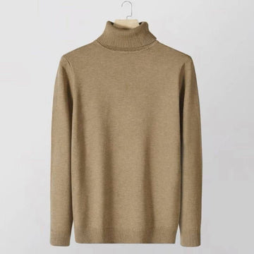 Ribbed Turtleneck Wool-Blend Sweater in Camel or Navy