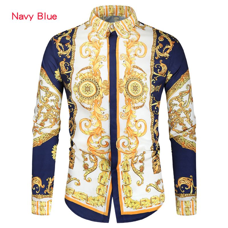 Baroque Print Long-Sleeve Cotton Shirt