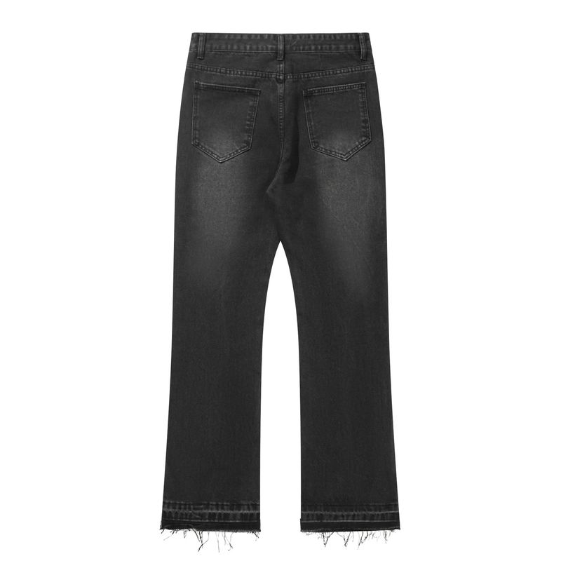 Black 507-Fit Vintage-Wash Jeans with Frayed Hems