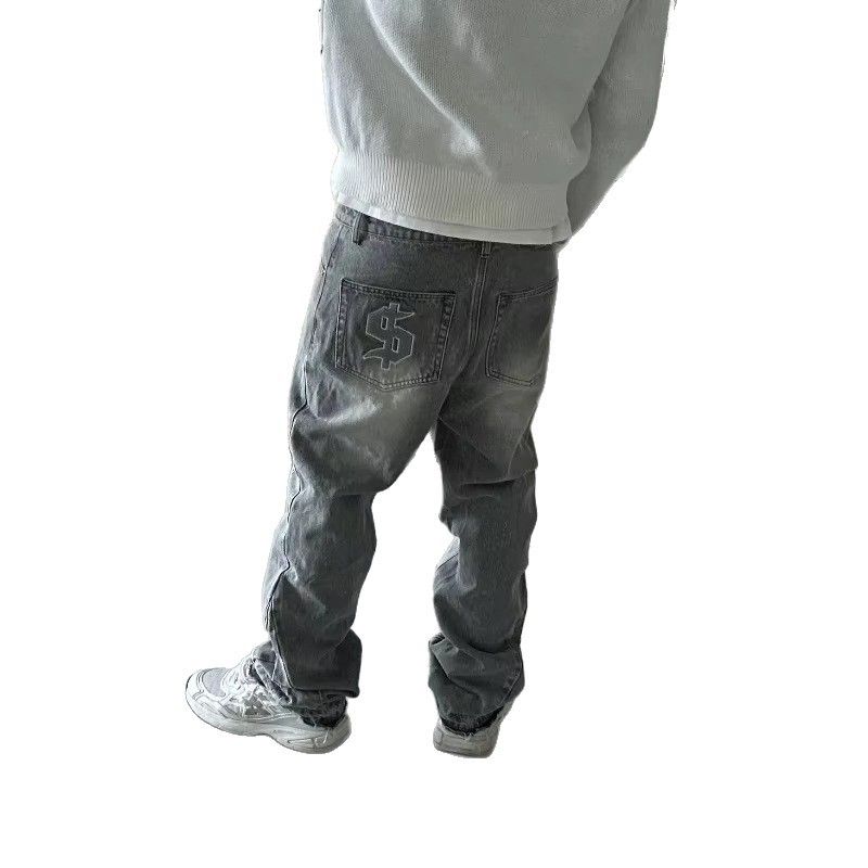Black Slim-Fit Stretch Denim Jeans with Raw Hem