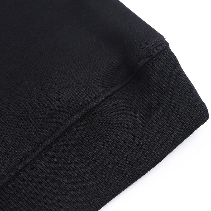 Casual black hoodie with front pouch pocket and Oblique pattern detail