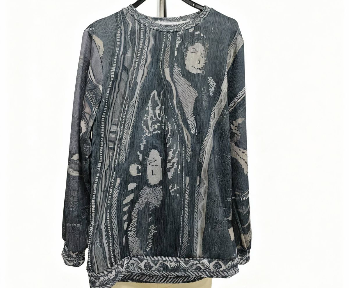 Abstract geometric intarsia-knit crewneck sweater