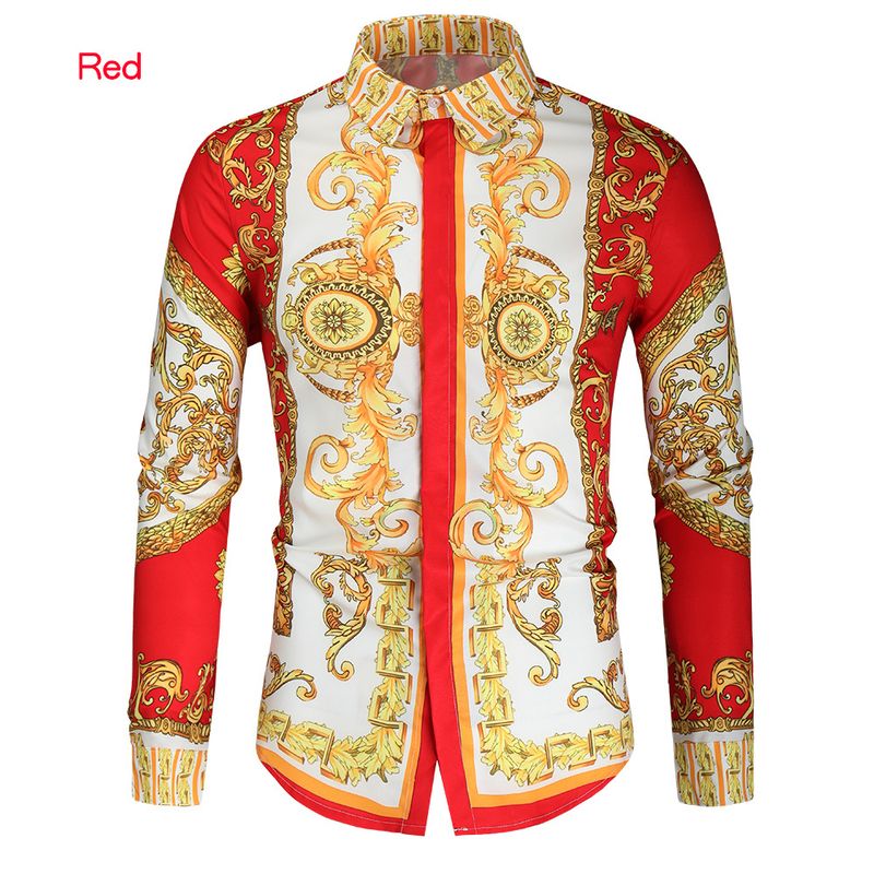 Baroque Print Long-Sleeve Cotton Shirt