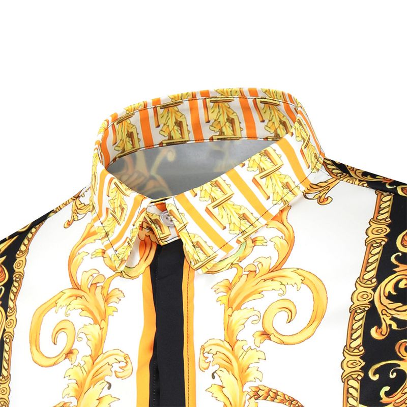 Baroque Print Long-Sleeve Cotton Shirt