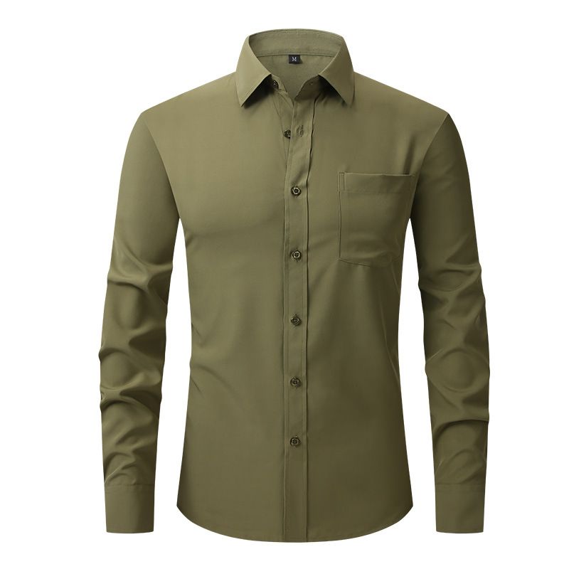 Classic long-sleeve elastic dress shirt for men