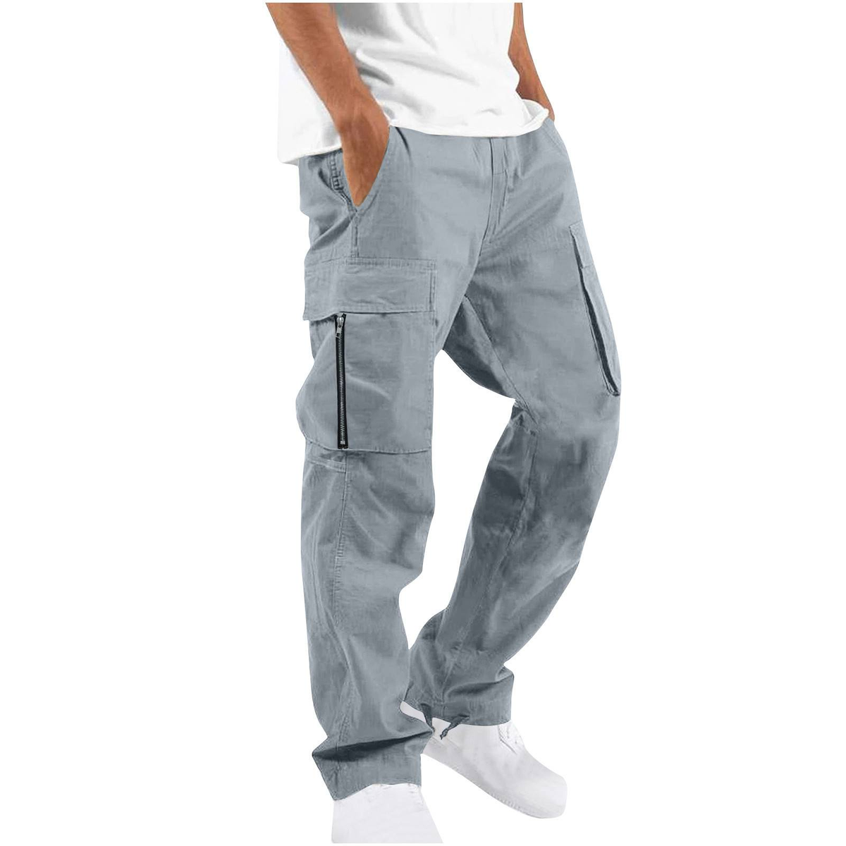 Men's drawstring cargo pants with multi-pocket design