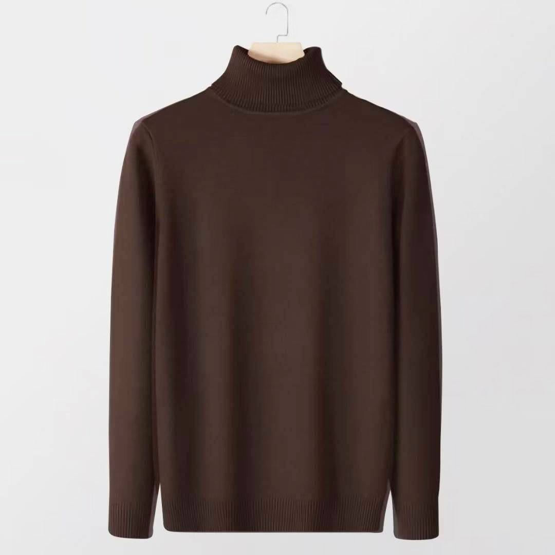 Ribbed Turtleneck Wool-Blend Sweater in Camel or Navy