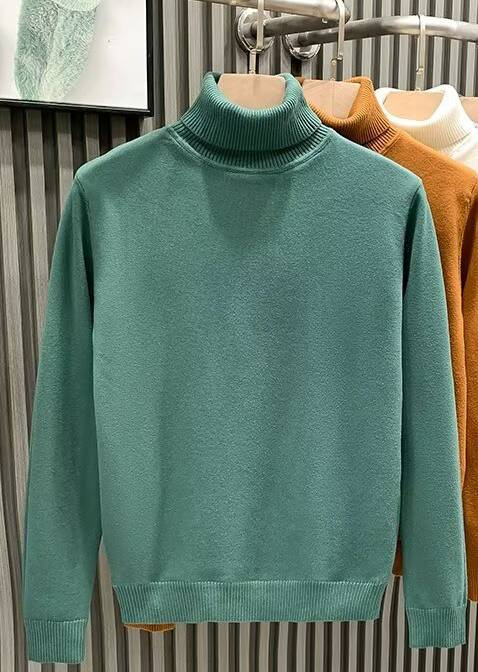 Ribbed Turtleneck Wool-Blend Sweater in Camel or Navy