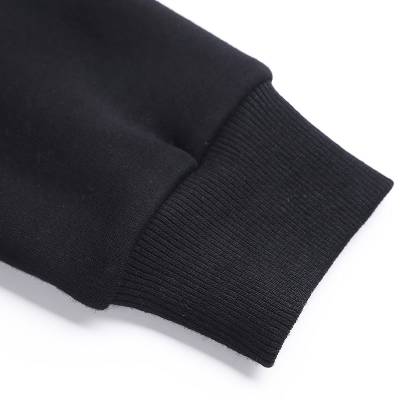 Casual black hoodie with front pouch pocket and Oblique pattern detail