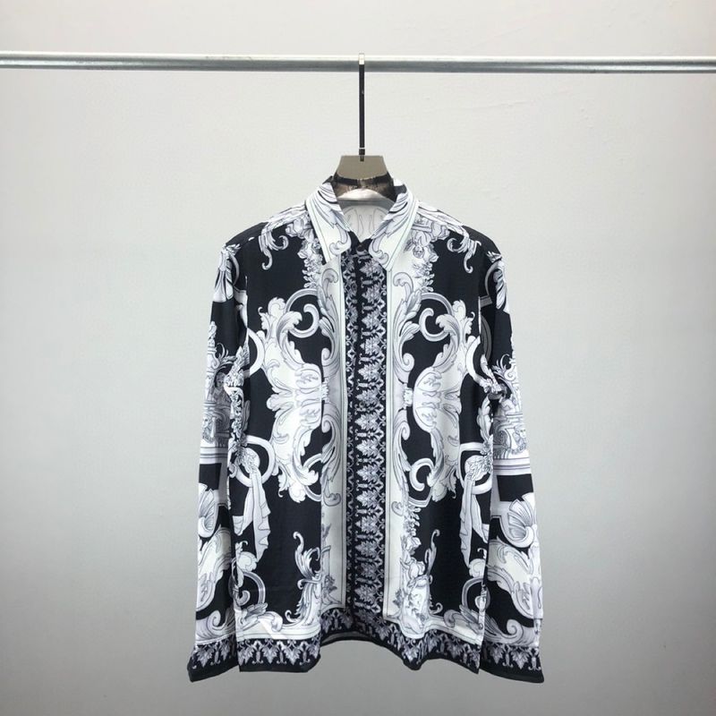 Black long sleeve shirt with Baroque scroll print