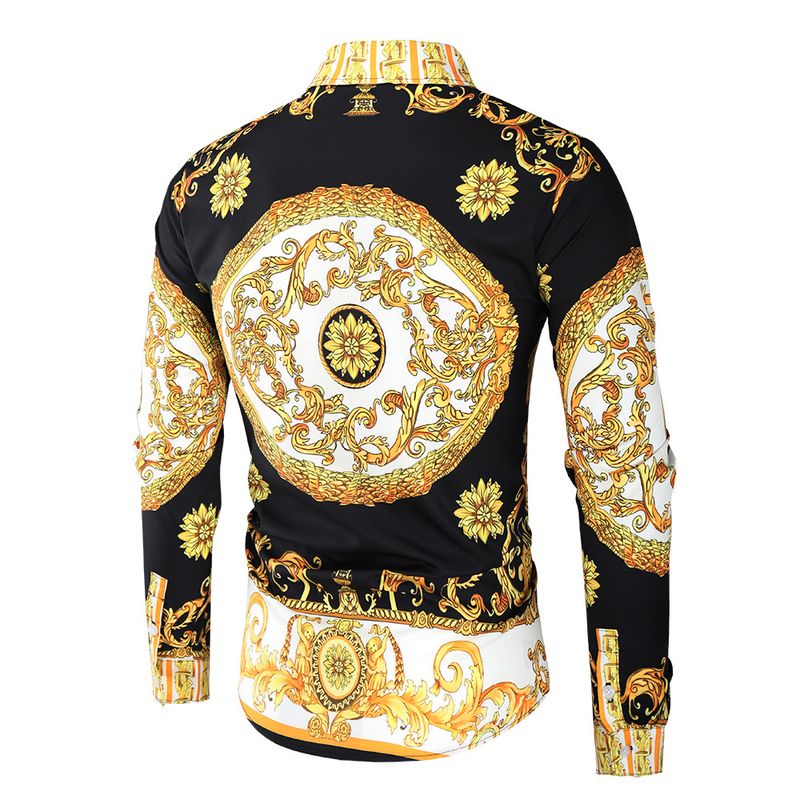 Baroque Print Long-Sleeve Cotton Shirt