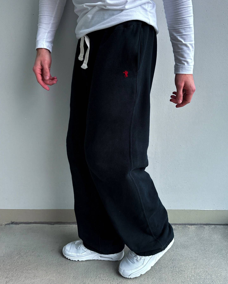 Black White Gray Navy Loose-Fit Cotton-Blend Sweatpants