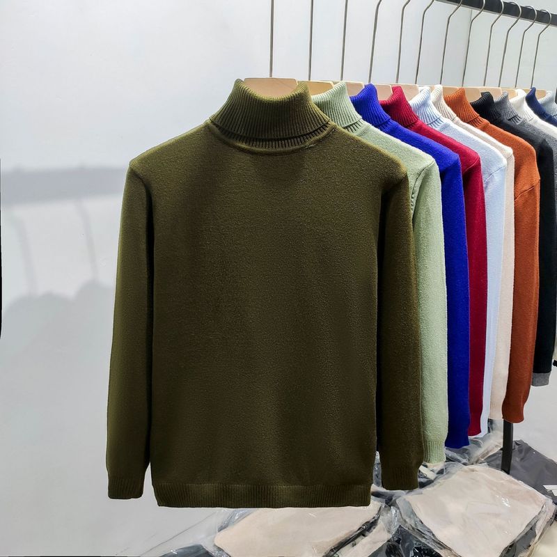 Ribbed Turtleneck Wool-Blend Sweater in Camel or Navy