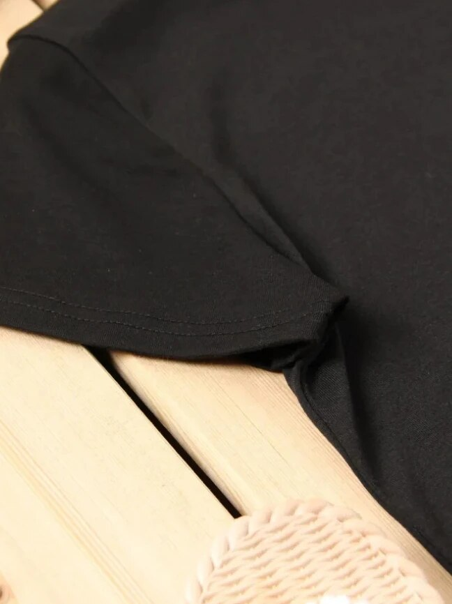 Black 100% Cotton Relaxed-Fit Graphic T-Shirt