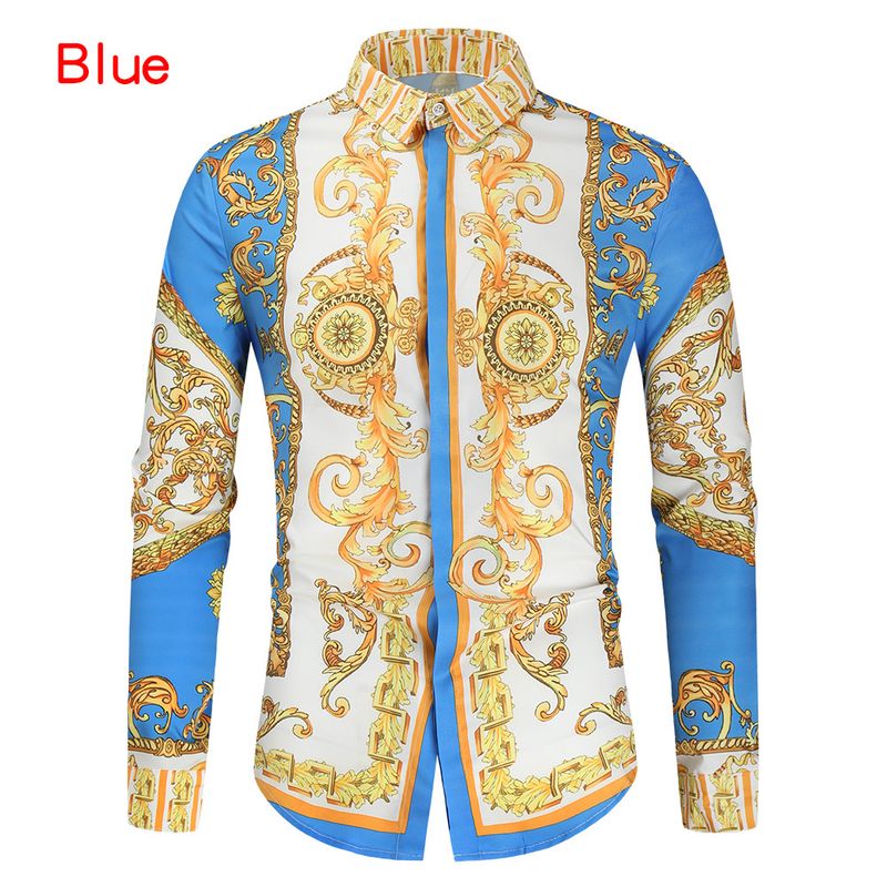 Baroque Print Long-Sleeve Cotton Shirt