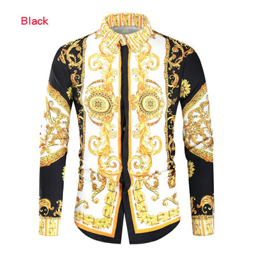 Baroque Print Long-Sleeve Cotton Shirt