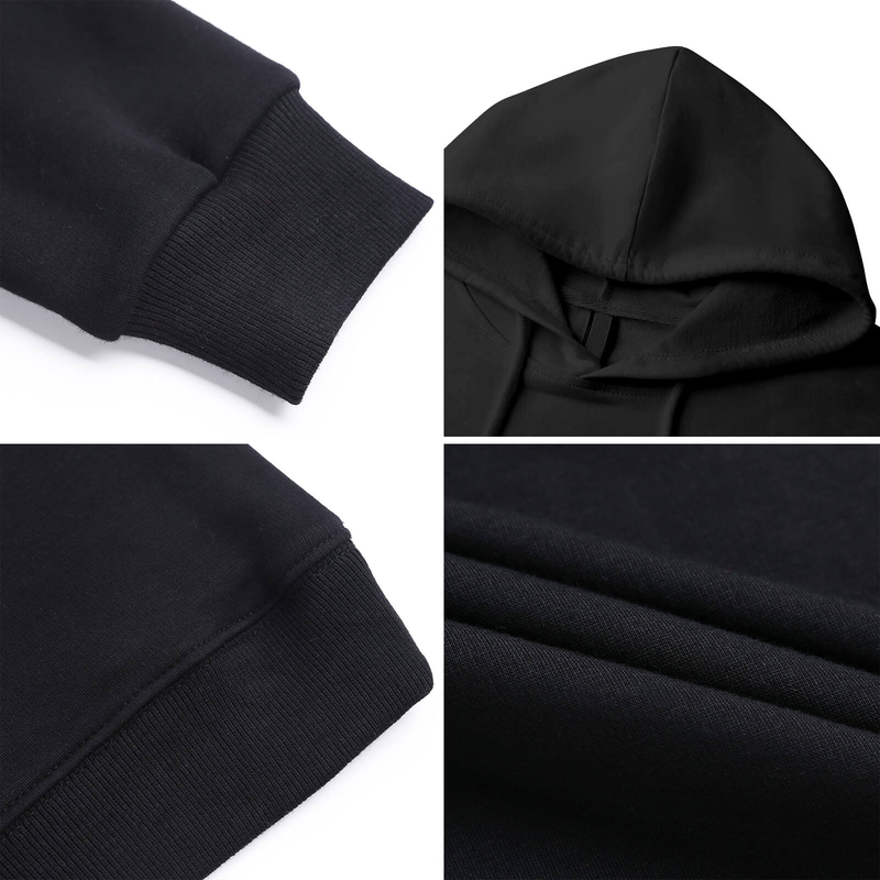 Casual black hoodie with front pouch pocket and Oblique pattern detail