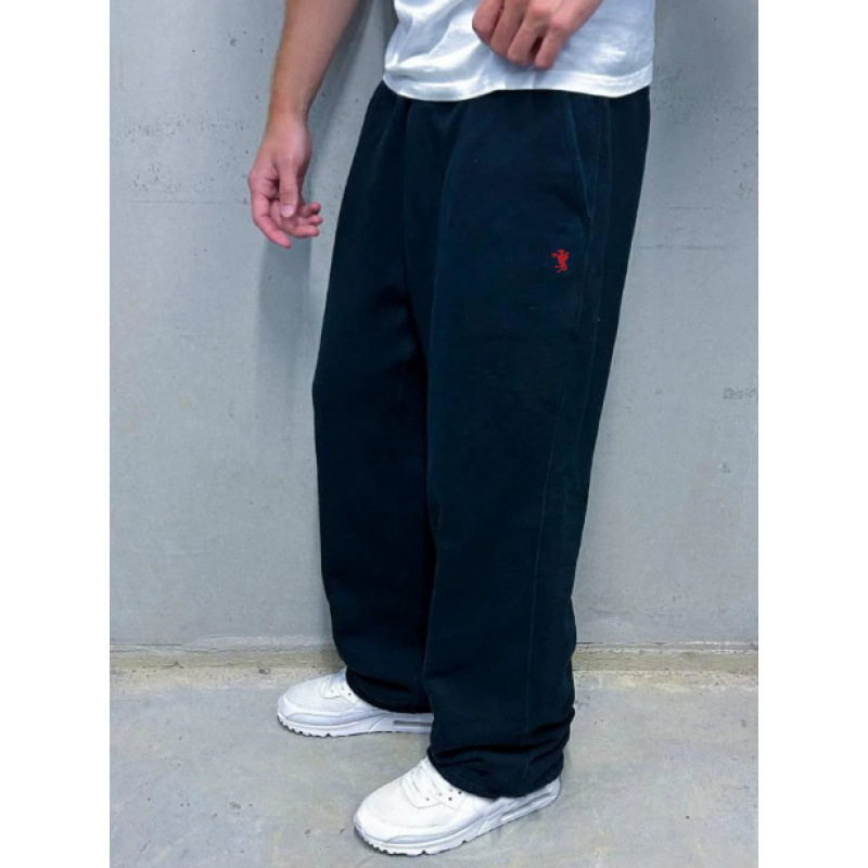 Black White Gray Navy Loose-Fit Cotton-Blend Sweatpants