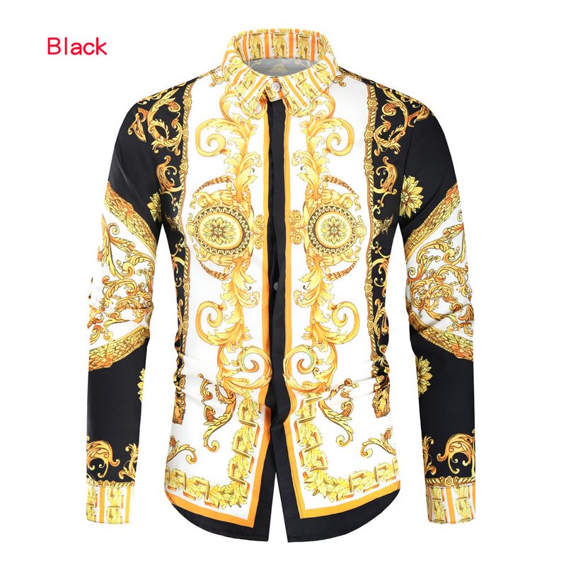 Baroque Print Long-Sleeve Cotton Shirt