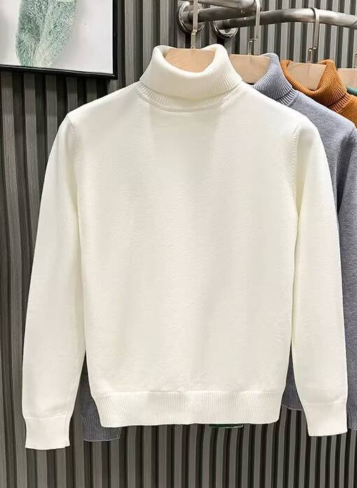 Ribbed Turtleneck Wool-Blend Sweater in Camel or Navy
