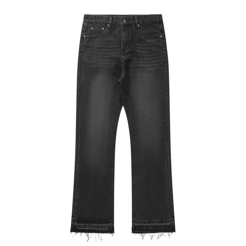 Black 507-Fit Vintage-Wash Jeans with Frayed Hems