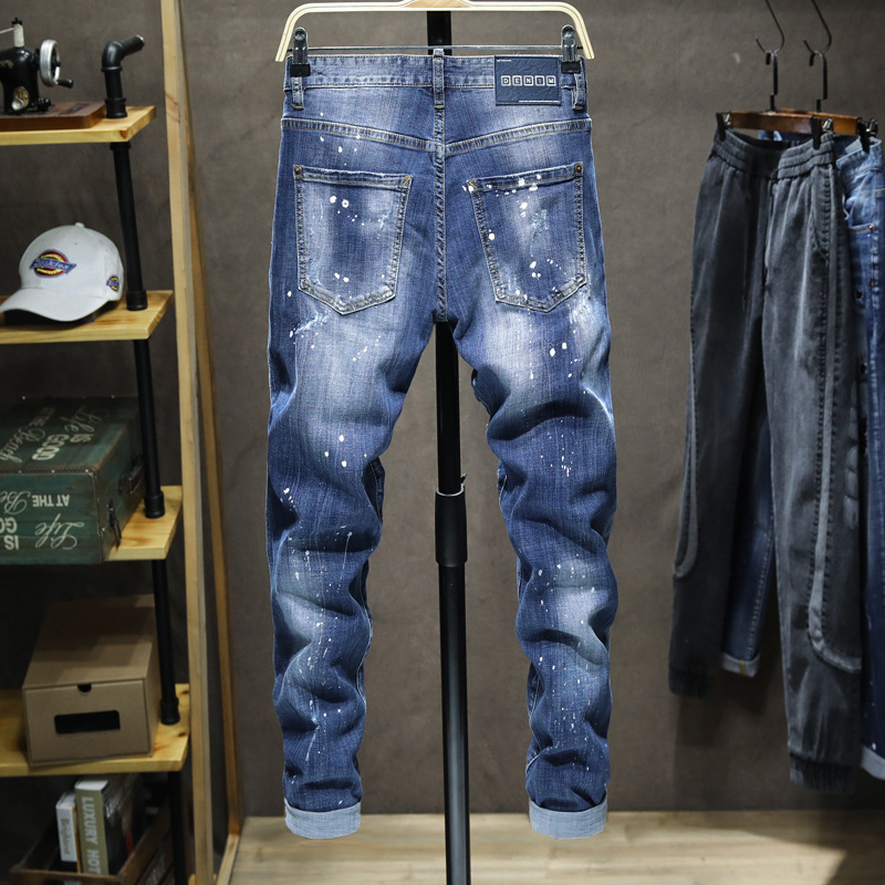 Distressed Skinny Jeans with Paint Splatter Detail