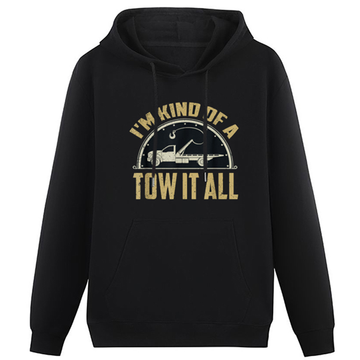 Casual black hoodie with front pouch pocket and Oblique pattern detail