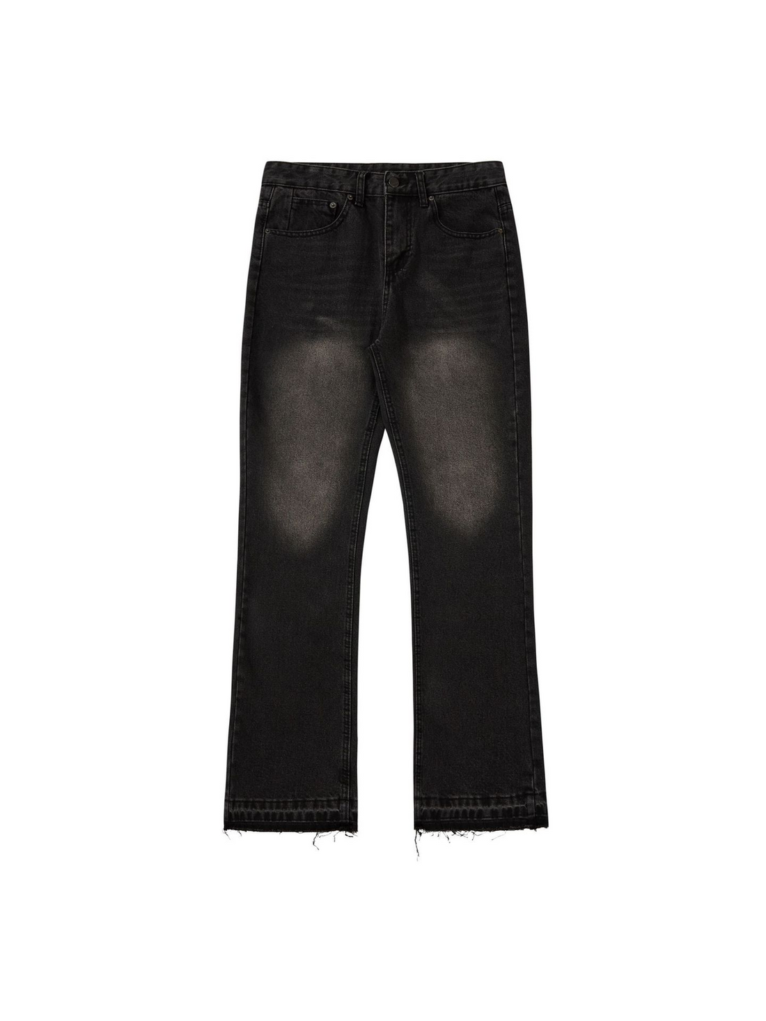 Black 507-Fit Vintage-Wash Jeans with Frayed Hems