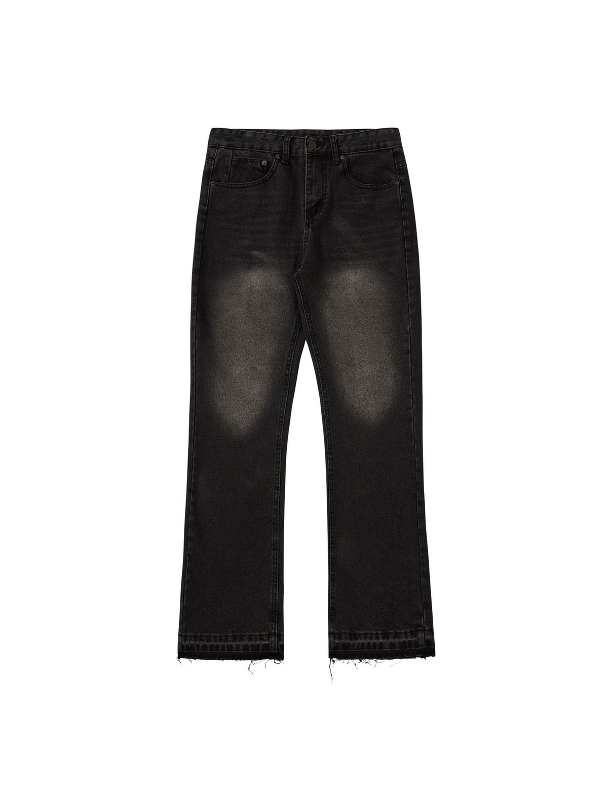 Black 507-Fit Vintage-Wash Jeans with Frayed Hems